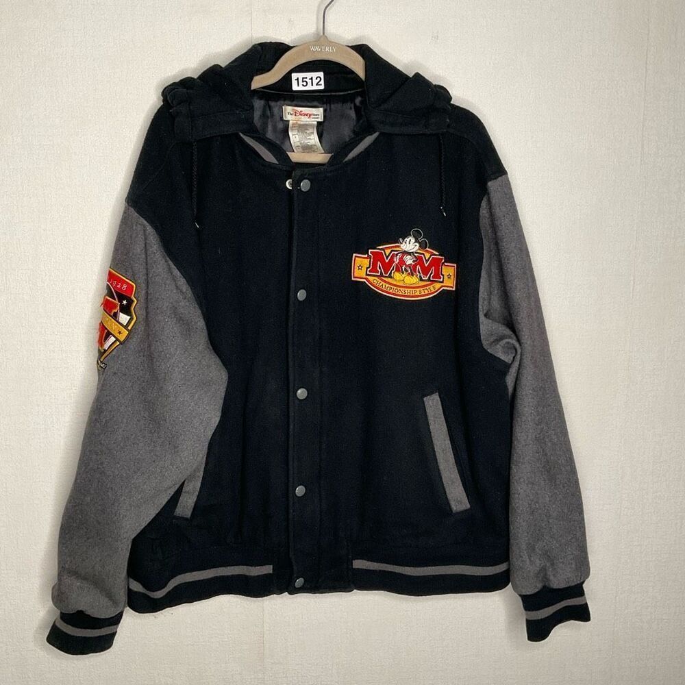 Vintage Disney Mickey Mouse Varsity Jacket men’s Large Bomber Letterman Coat‎
